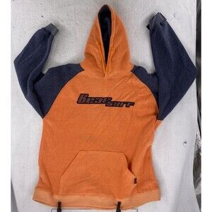 Bear Surfboards Hoodie Fleece Large Orange Gray 1990's USA Made Vintage Y2K